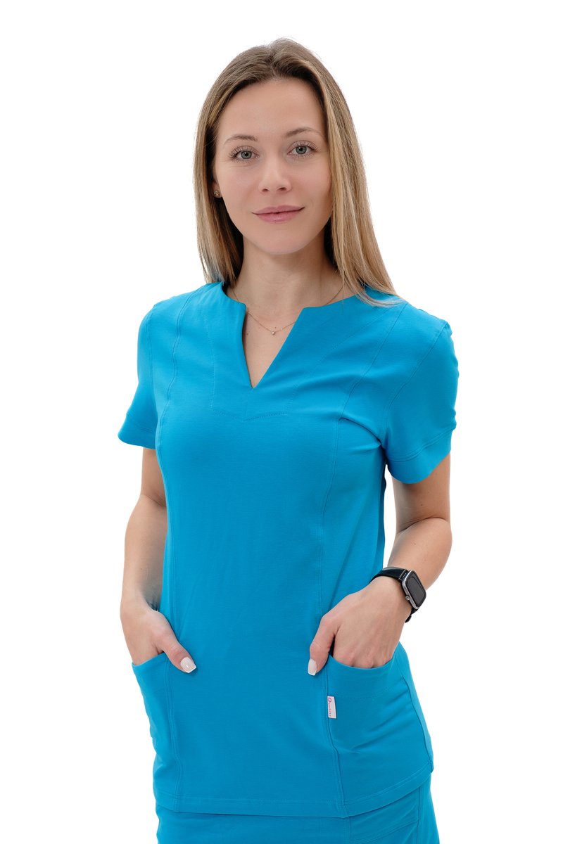 Bluza medyczna LILI Gładka dzianina Ciemny turkus