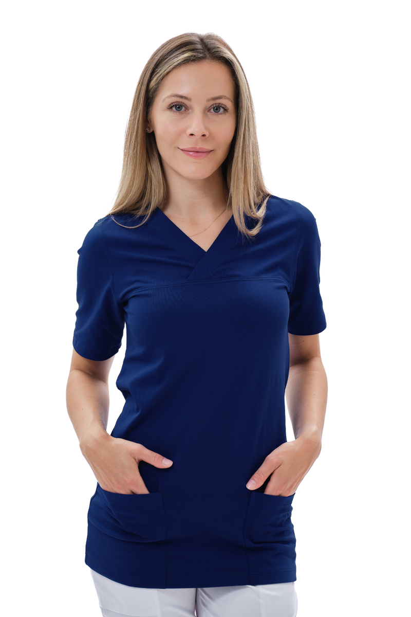 Bluza medyczna LUJZA Gładka dzianina Ciemnoniebieska