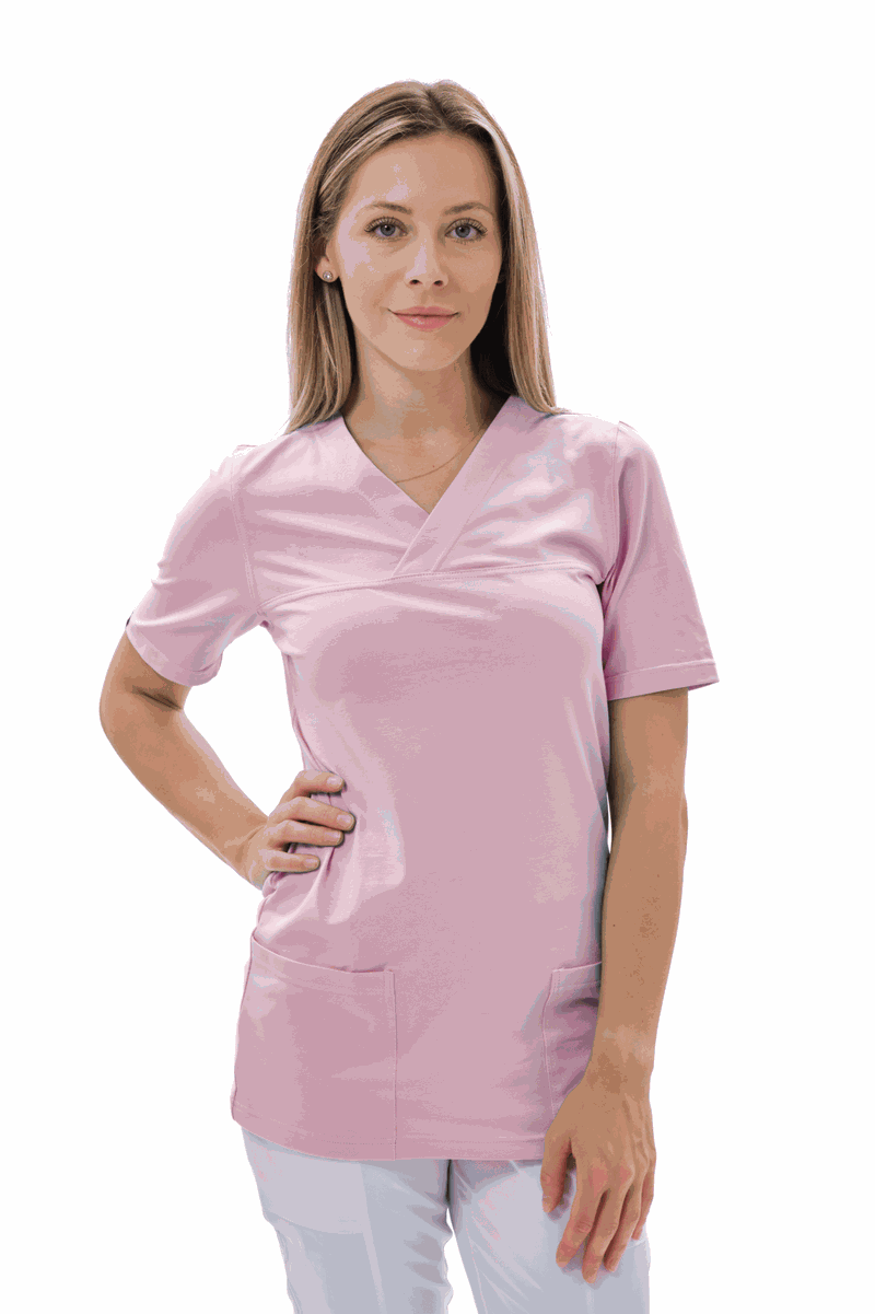 Bluza medyczna LUJZA Gładka dzianina Różowa
