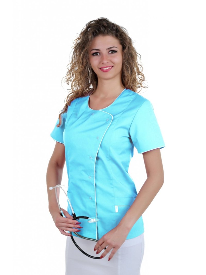Bluza medyczna ELIZABETH Jasny turkus/Biała