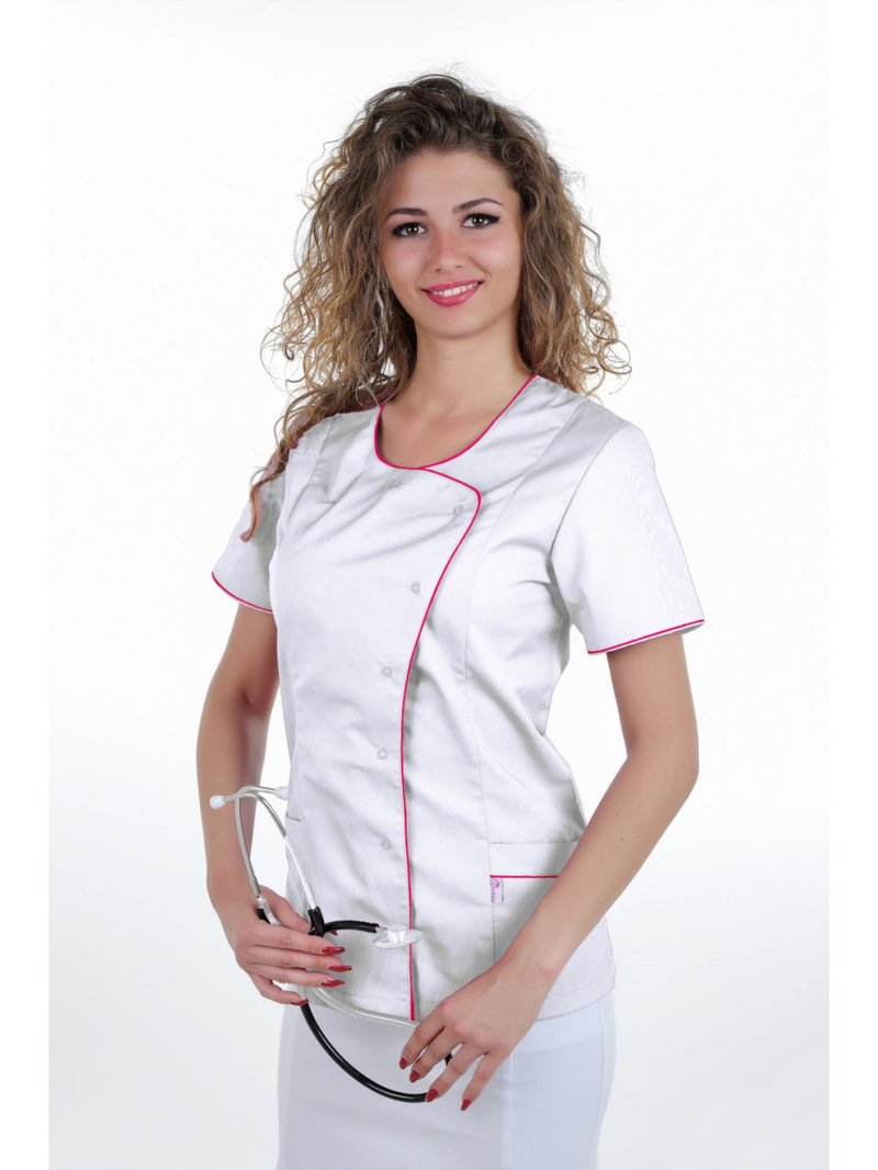 Bluza medyczna ELIZABETH Biała/Cyklamenowa