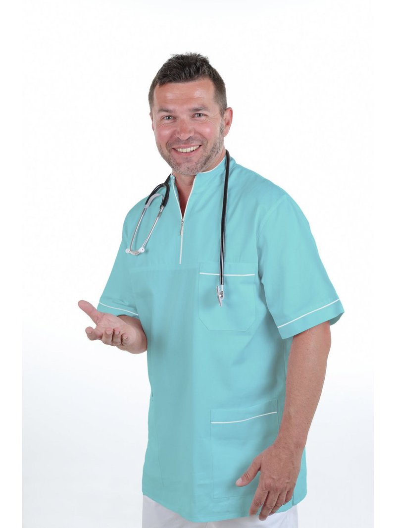 Bluza medyczna MIKULÁŠ Jasny turkus/Biała